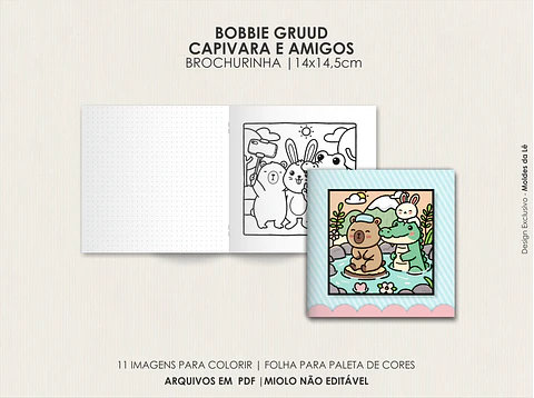 Arquivo Digital Livro de Colorir Cozy Capivara e Amigos