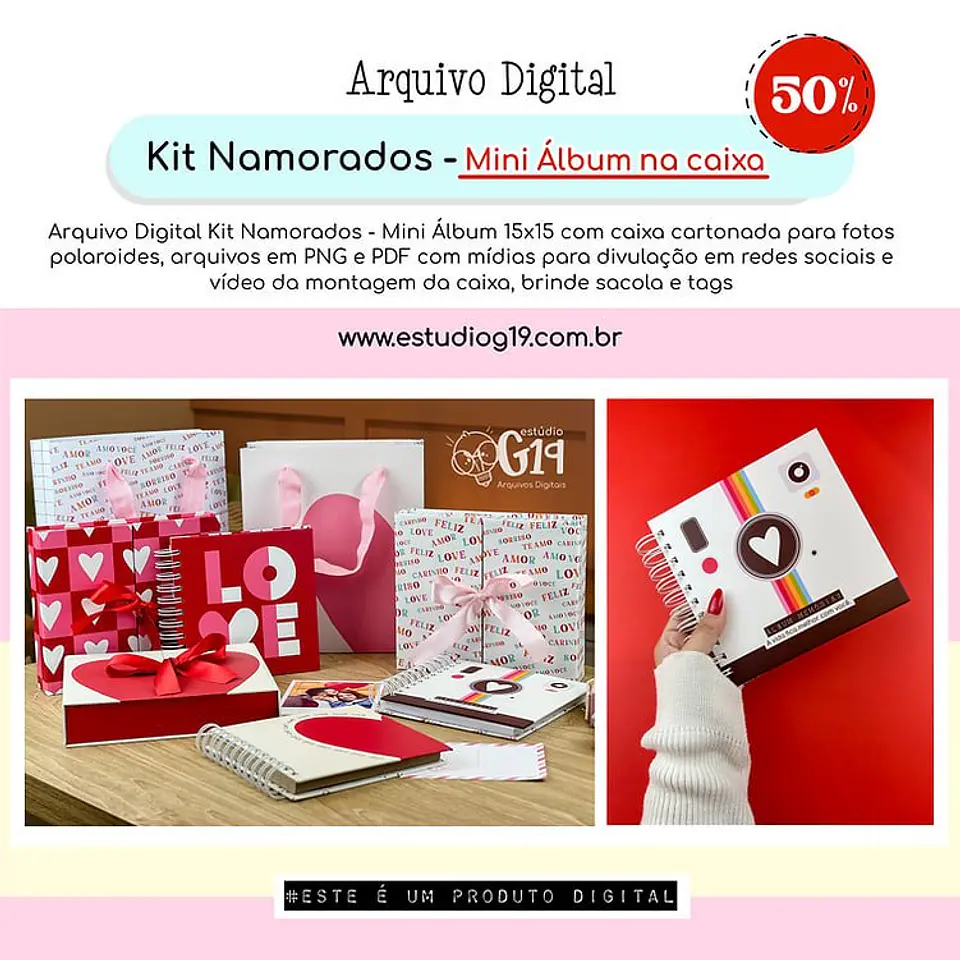 Arquivo Digital Kit Namorados Mini Album na Caixa 1