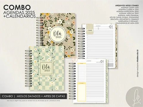 Arquivo Digital Encadernação Super Combo Agendas 2025 + Calendários + Kits Capas