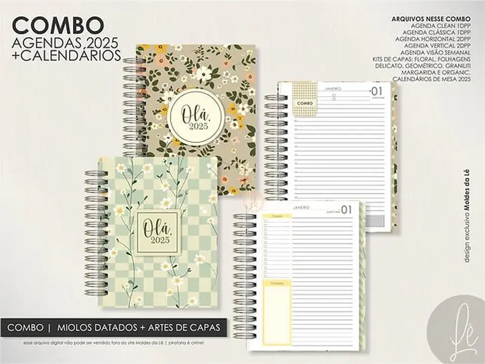 Arquivo Digital Encadernação Super Combo Agendas 2025 + Calendários + Kits Capas 2