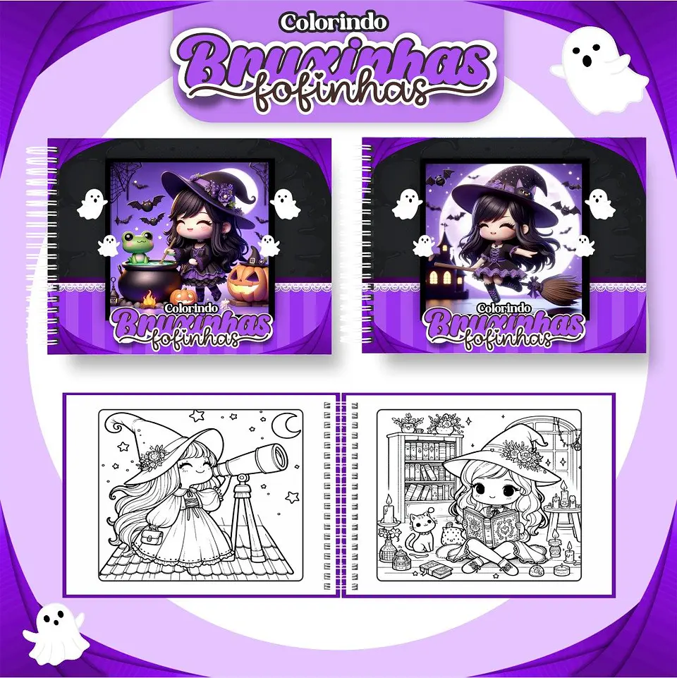 Arquivo Digital Livro de Colorir Bruxinhas Fofinhas 1