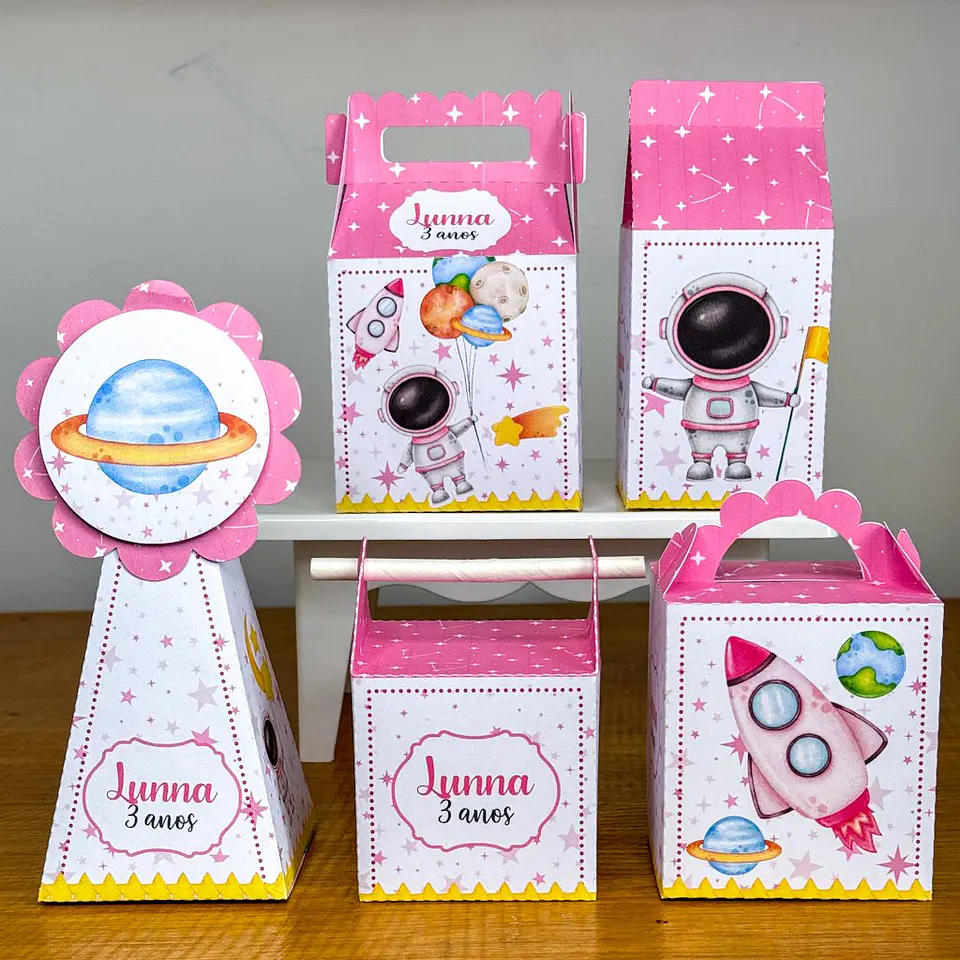 Arquivo de Corte Kit Festa Pronta Astronauta Menina 1