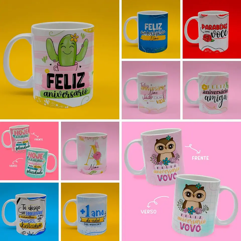 Arquivo Digita Sublimação Kit Digital Canecas Aniversário 3