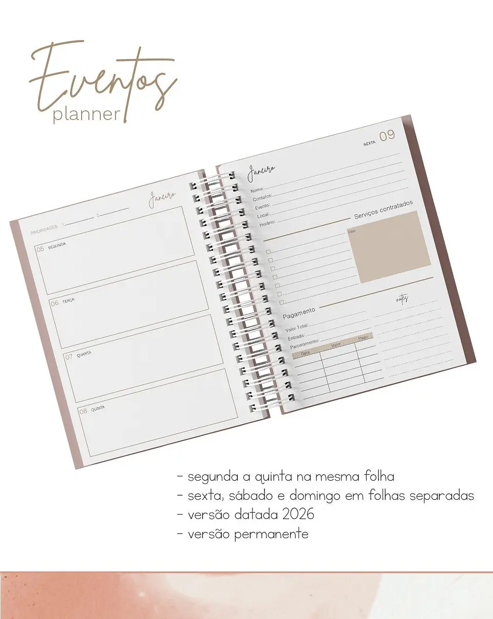 Planner Eventos – Datado 2026 e Permanente – Arquivo Digital 3