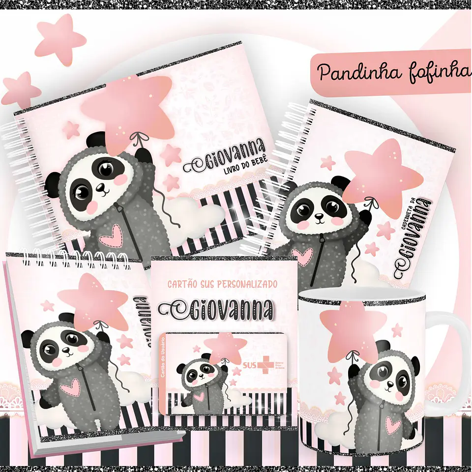 Arquivo Digital Caderneta Livro Bebe Pandinha Fofa 1