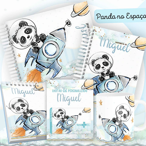 Arquivo Digital Caderneta Livro Bebe Panda no Espaço