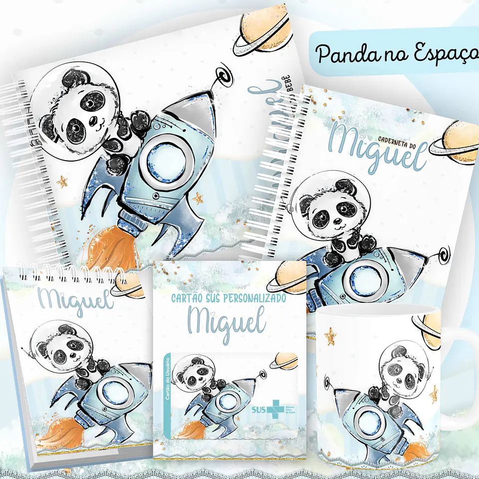 Arquivo Digital Caderneta Livro Bebe Panda no Espaço 1