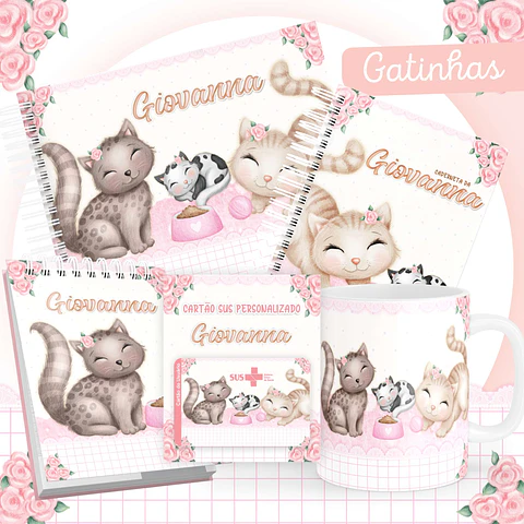Arquivo Digital Caderneta Livro Bebe Gatinhas