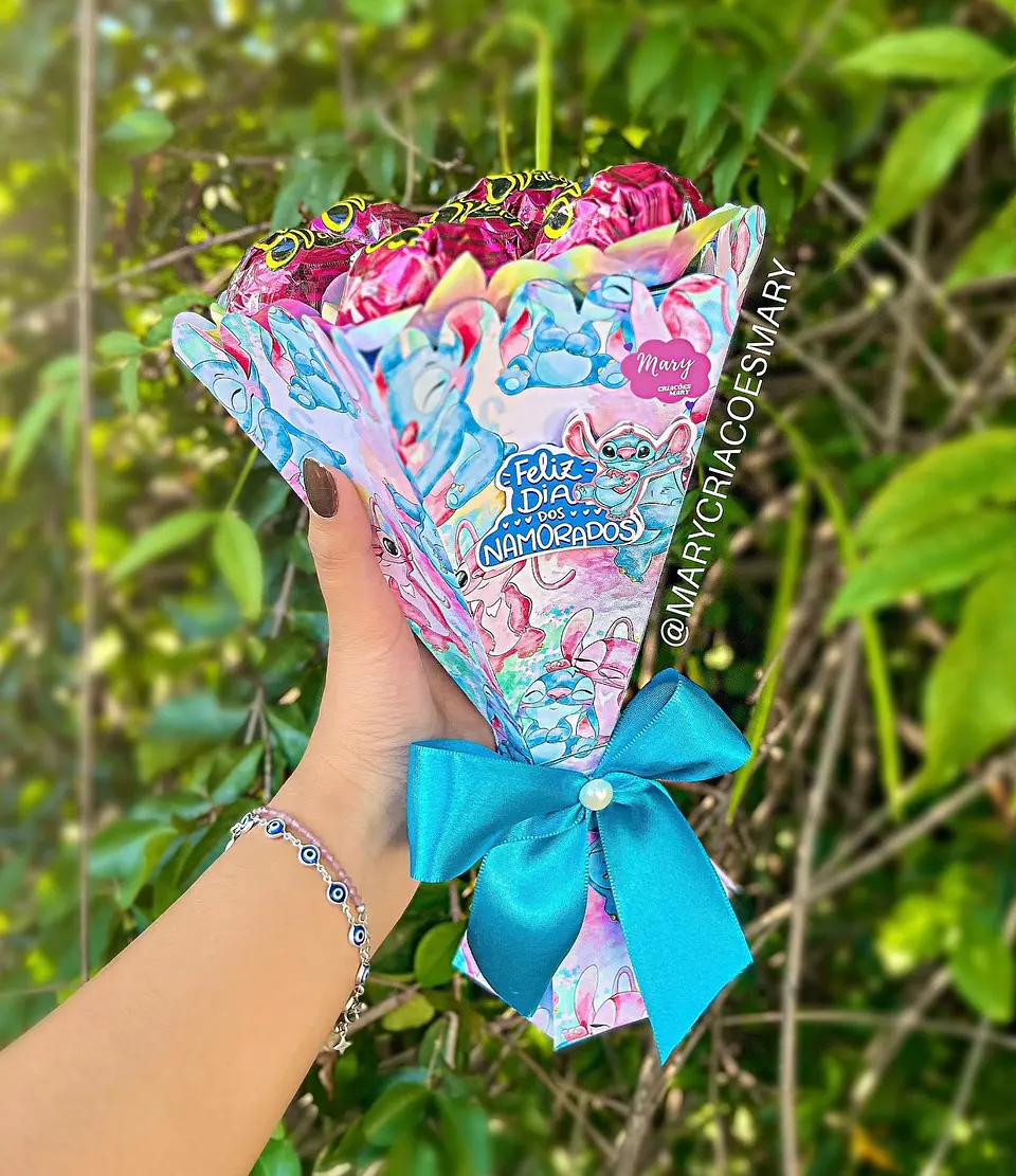 Arquivo de Corte Dia dos Namorados Buquê de Bombons Stitch 1