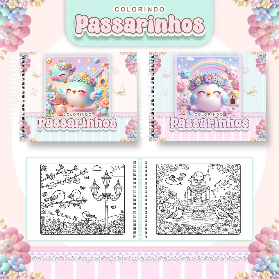 Arquivo Digital livro de Colorir Jardim de Passarinhos 1