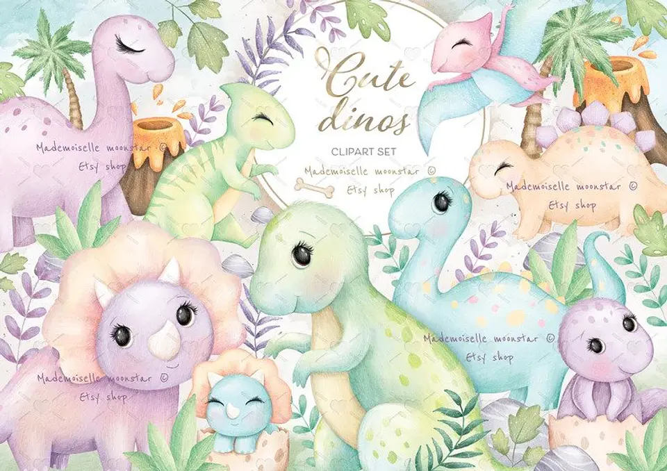 Kit Digital Dinossauro Cute 1
