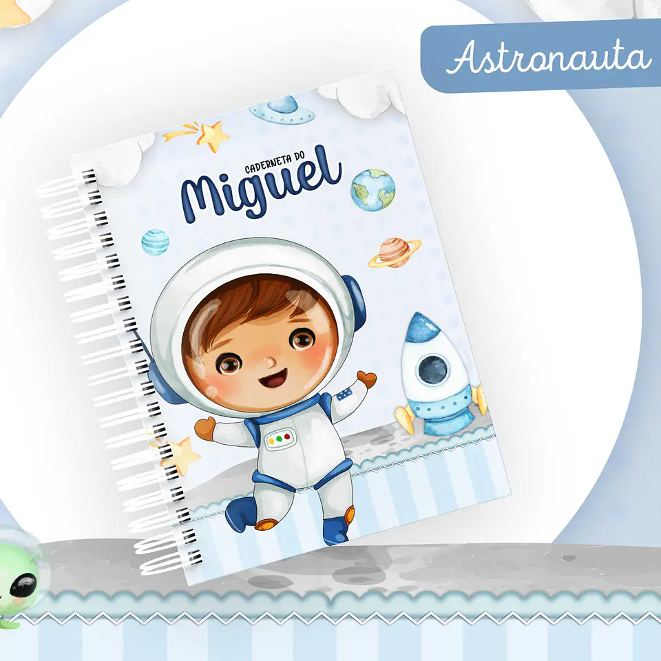 Kit Digital Encadernação Astronauta: Caderneta e Livro do bebê, Cartão SUS 1