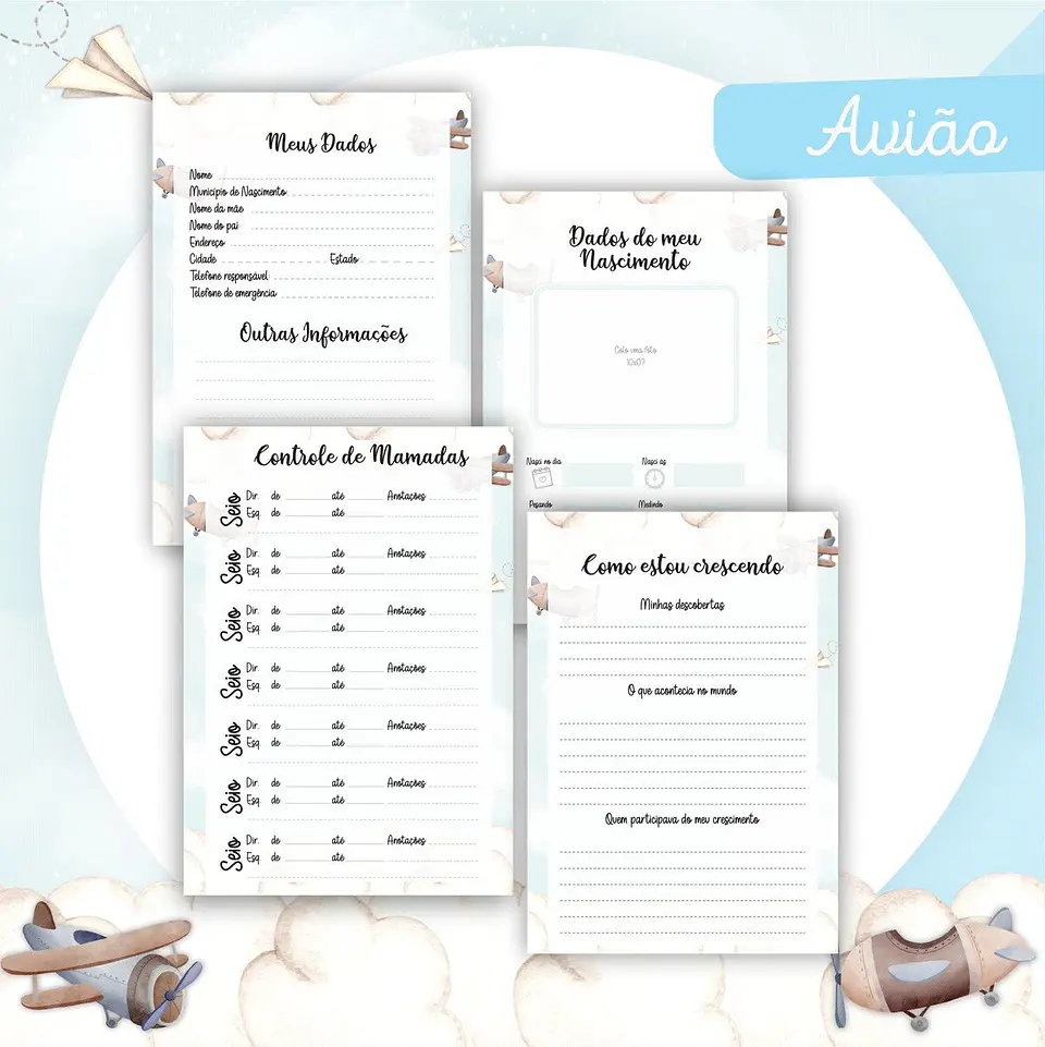 Arquivo Digital Avião Caderneta e Livro do Bebe 4