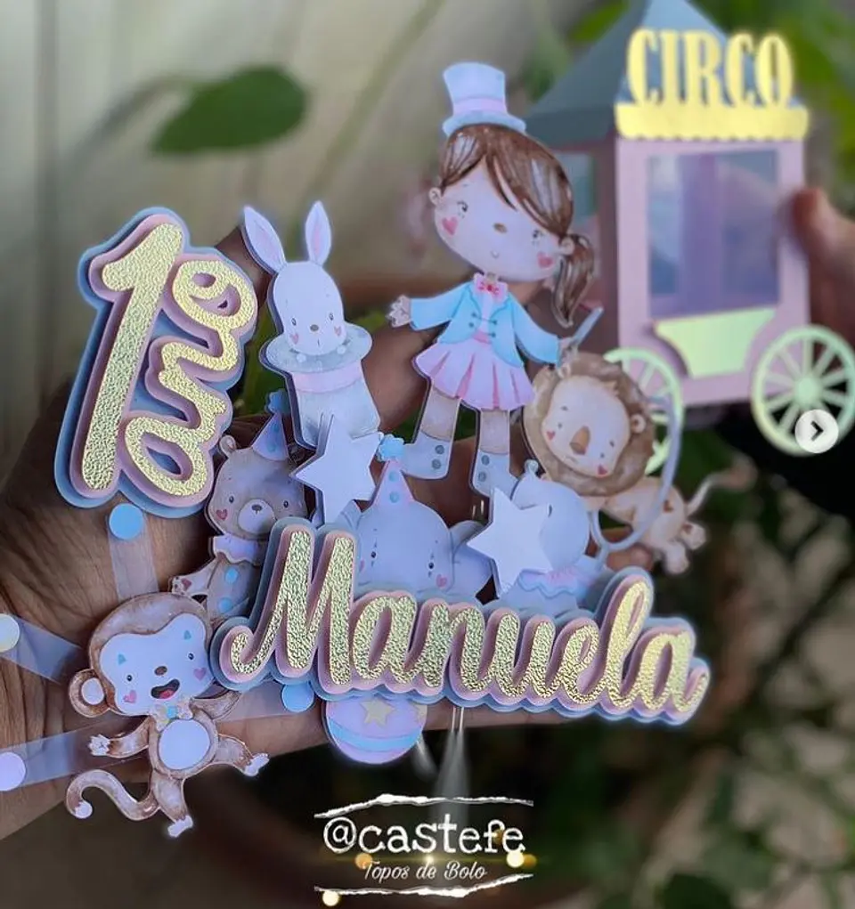 Arquivo de Corte Topo de Bolo Circo Menina 1