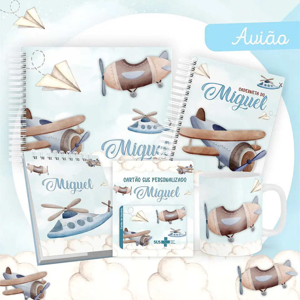 Avião - Livro e Caderneta do Bebê 1