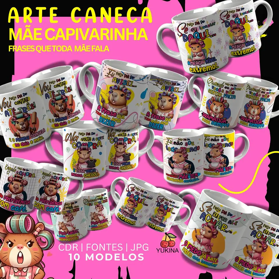 Arquivo Digital Artes Caneca Mãe Capivara  Dia das Mães 1