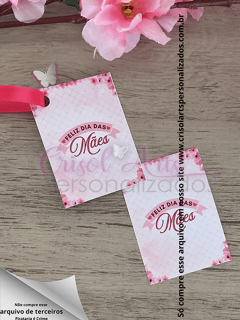 Arquivo Digital Tag Retangular Dia das Mães