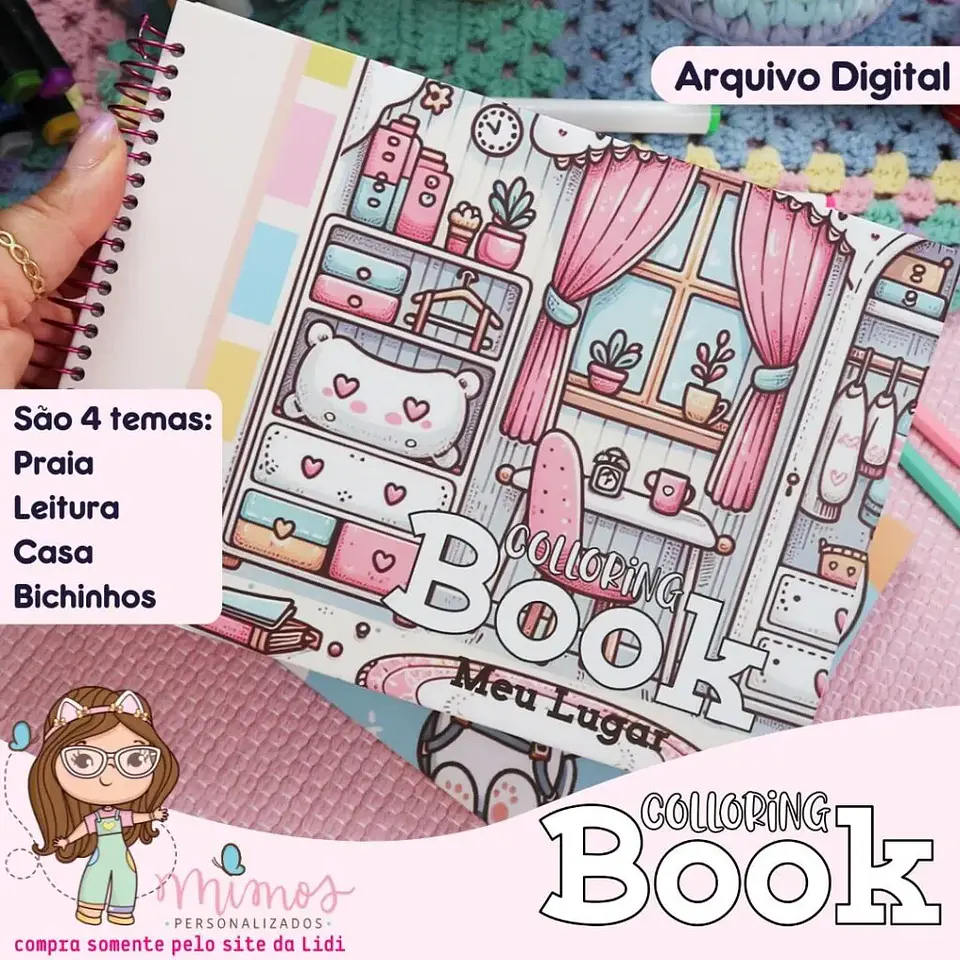Arquivo Digital Livro de Colorir Praia, Leitura, Casa e Bichinhos 1