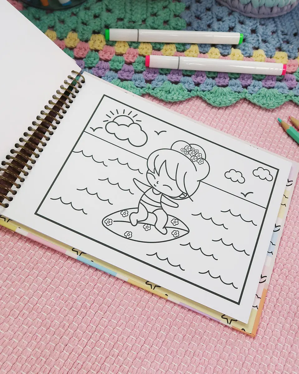 Arquivo Digital Livro de Colorir Praia, Leitura, Casa e Bichinhos 6