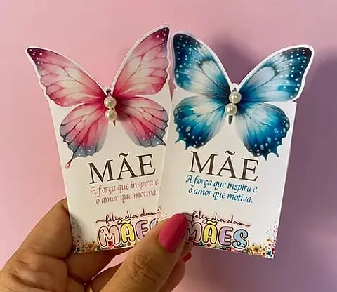 Arquivo de Corte Card Borboletas Brincos Dia das Mães