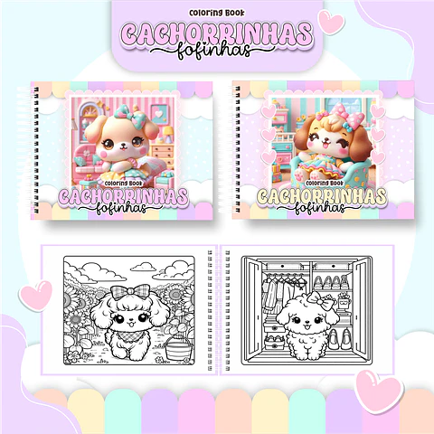 Arquivo Digital Livro de Colorir Cachorrinhos Fofinhas