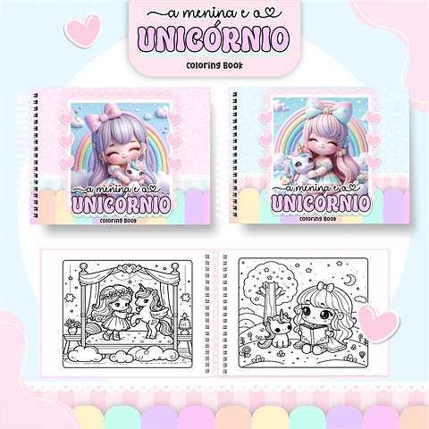 Arquivo Digital Livro de Colorir a Menina e o Unicórnio