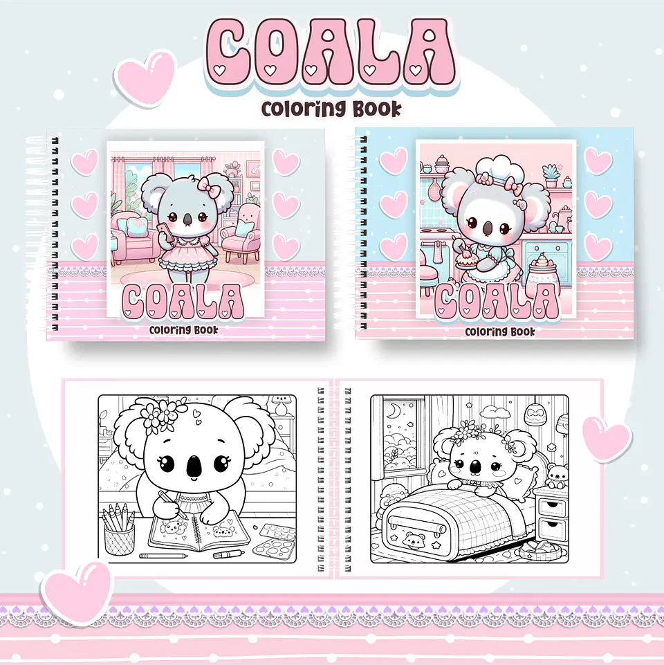 Arquivo Digital Livro de Colorir Coala Kawaii 1