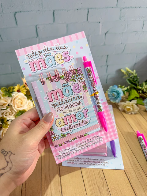 Arquivo de Corte Dia das Mães Card Bloquinho e Caneta