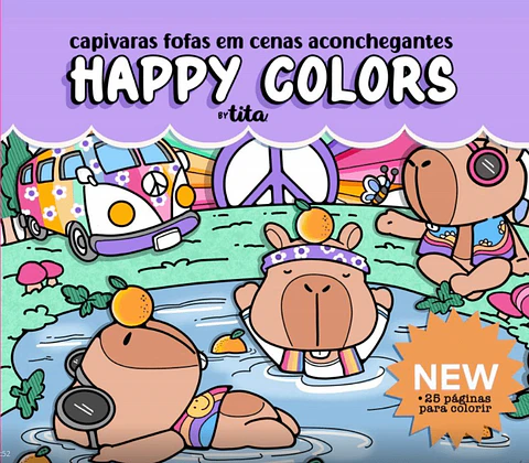 Arquivo Digital Livro de Colorir Capivaras Fofas em Cena
