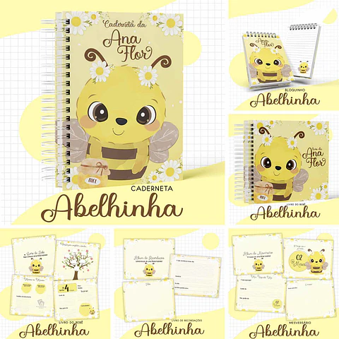 Arquivo Digital Caderneta e Livro Bebê Abelhinha