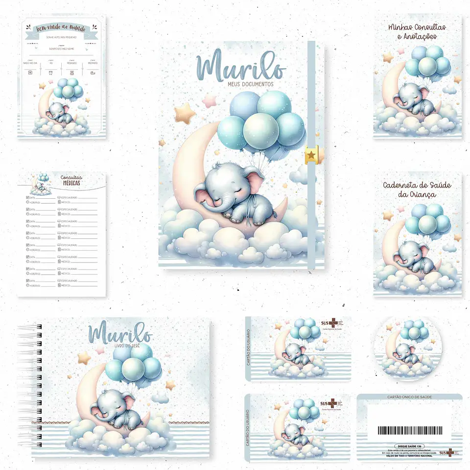 Arquivo Digital Caderneta e Livro do Bebe Elefantinho 1