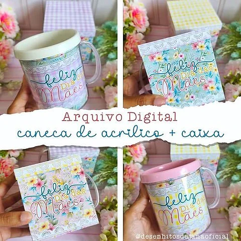 Arquivo de Corte Dia das Mães Caneca de Acrilico + Caixa