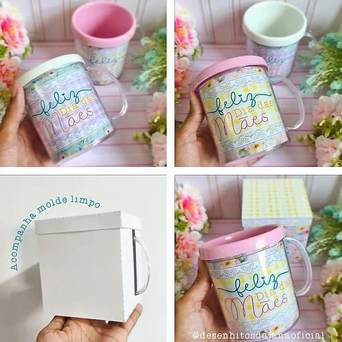 Arquivo de Corte Dia das Mães Caneca de Acrilico + Caixa