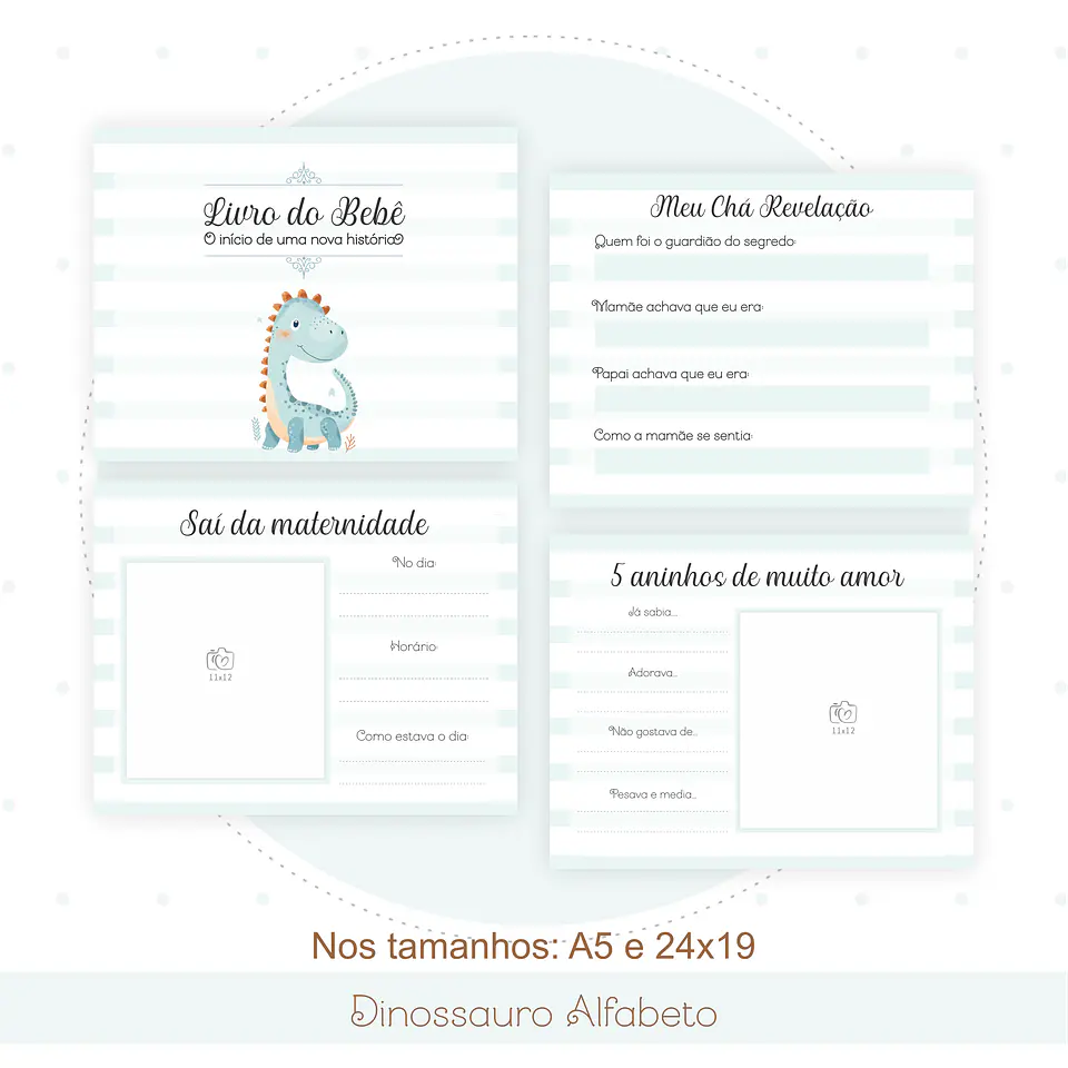 Arquivo Digital Caderneta Livro do Bebe Dinossauro Alfabeto 5