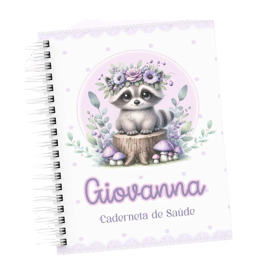 Arquivo Digital Caderneta Livro do Bebe Guaxinim Lilás 2