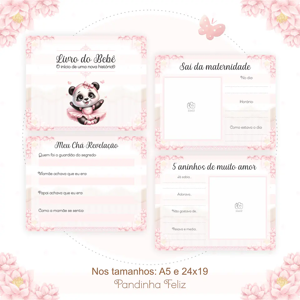Arquivo Digital Caderneta Livro do Bebe Pandinha Feliz 3