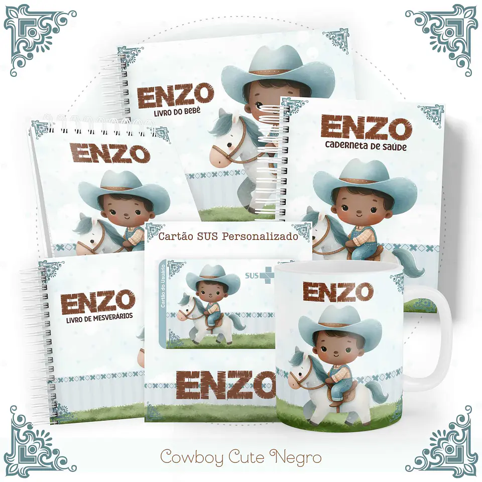 Arquivo Digital Caderneta Livro do Bebe Cowboy 1
