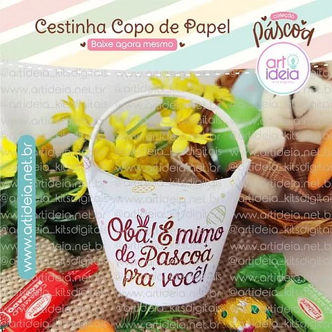 Arquivo De Corte Cesta Copo de Papel  Pascoa