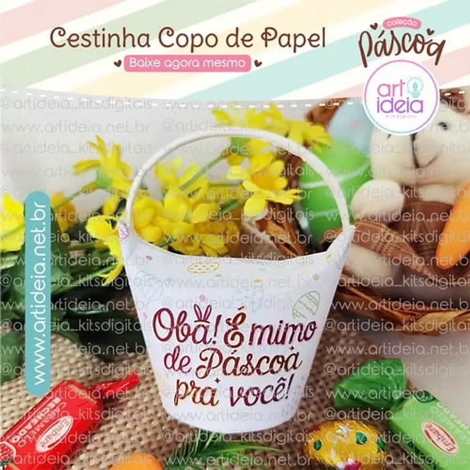 Arquivo De Corte Cesta Copo de Papel  Pascoa 1