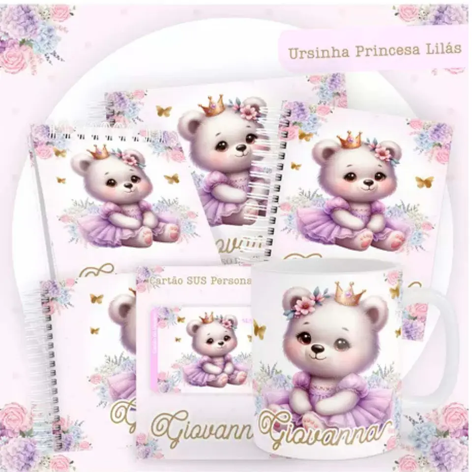 Arquivo Digital Pack Baby Ursinha Princesa Lilás 1