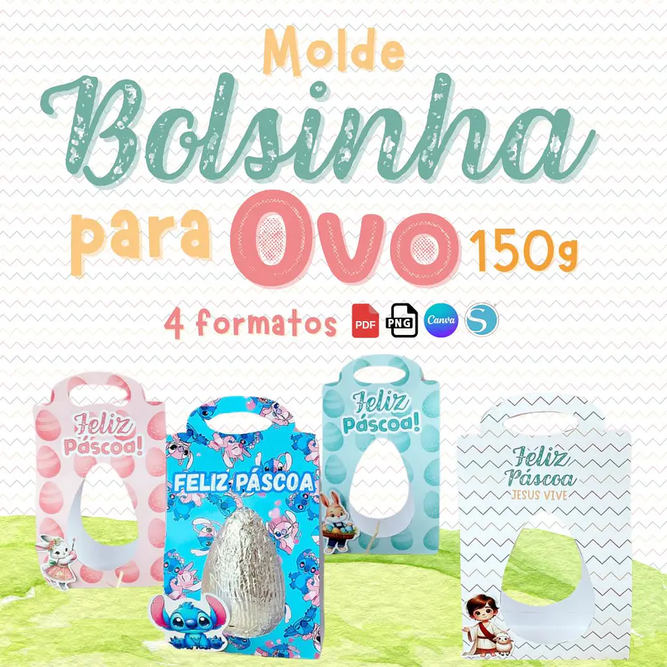 Arquivo de Corte Pascoa Molde Bolsinha de Ovo 150g 1