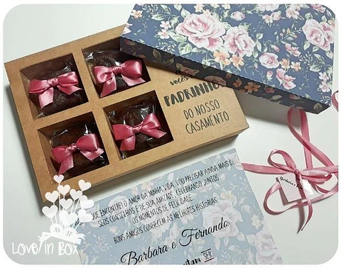 Arquivo de Corte Caixa Brownie Padrinhos Casamento