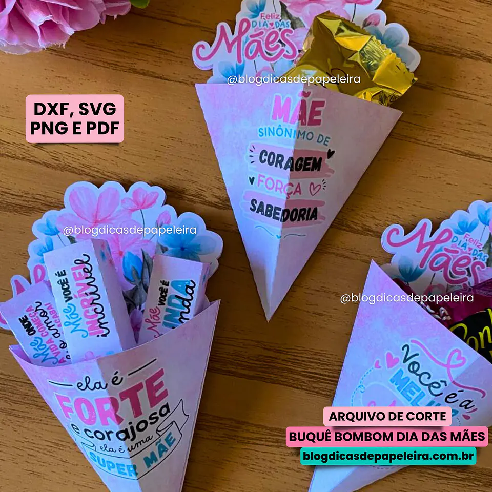 Arquivo de Corte Buquê de Flores Bombom Dia das Mães 1
