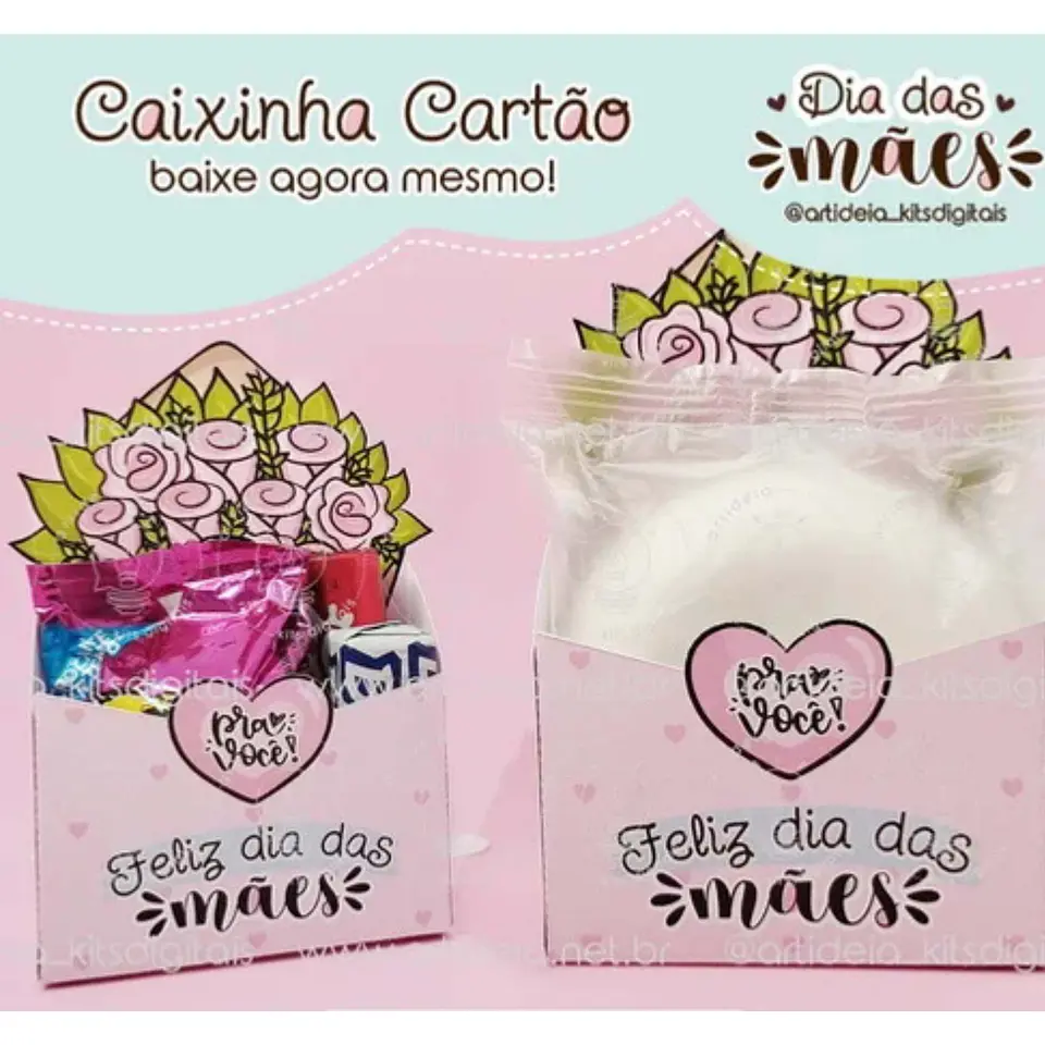 Arquivo de Corte Caixinha Cartão  Dia das Mães 1