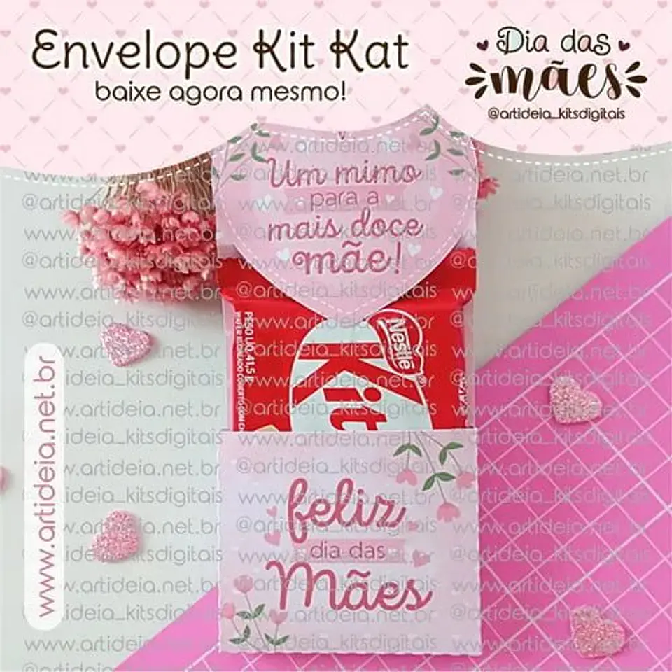 Arquivo de Corte Envelope Kit Kat Dia das Mães 1