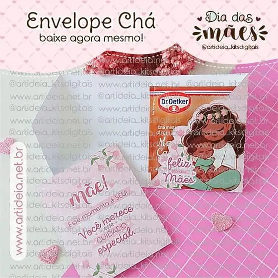 Arquivo de Corte Envelope Chá Dia das Mães 1