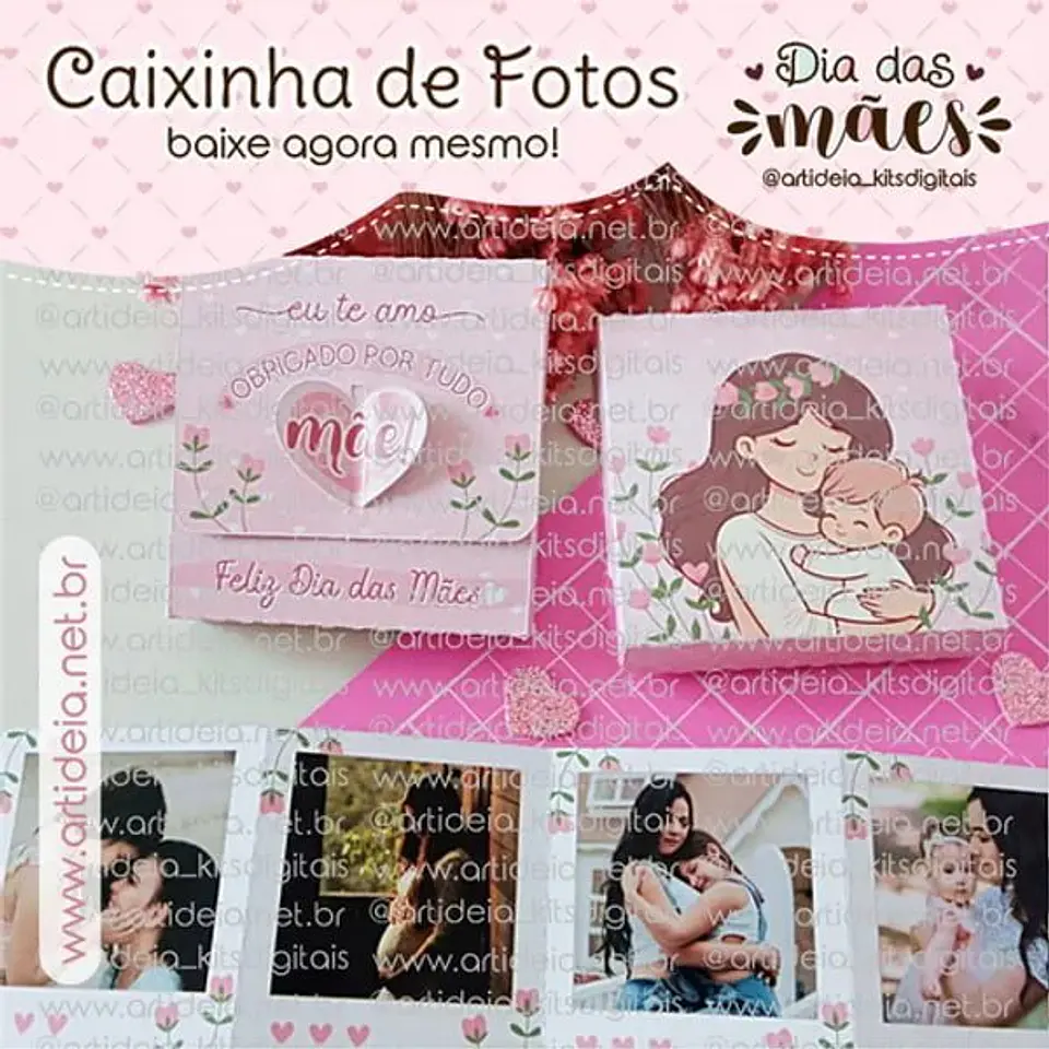 Arquivo de Corte Caixinha de Fotos Dia das Mães 1