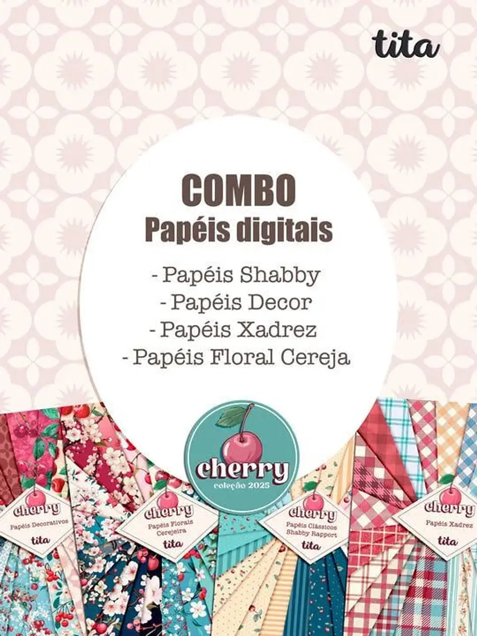 Arquivo Kit Digital Combo Papéis Digitais Cherry 1