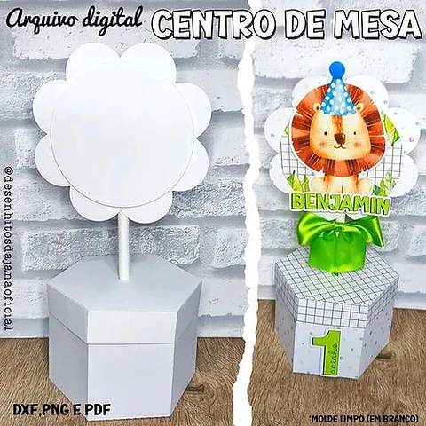 Arquivo de Corte Centro de Mesa Sextavado Molde Limpo