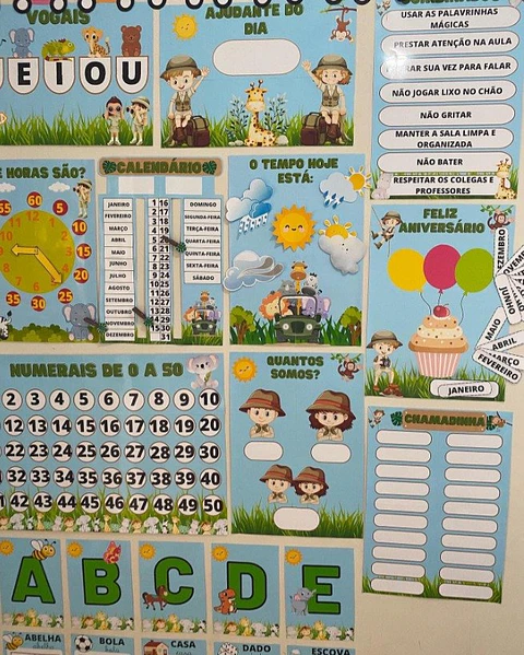 Arquivo Digital Kit Decoração Sala de Aula Safari